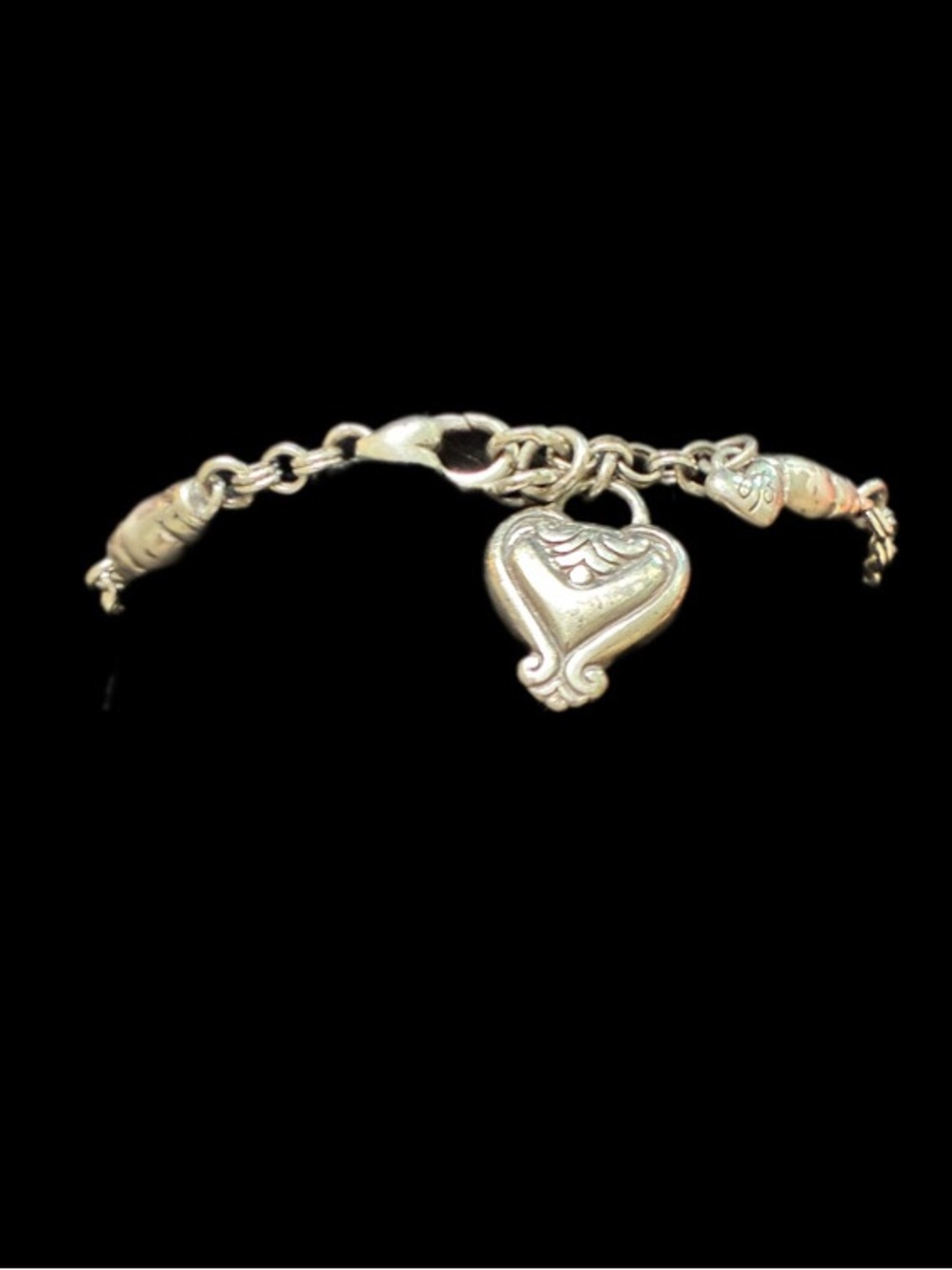 Brighton EUC Retired Blair Scroll
Bead Charm Bracelet w/ B Heart Charm 6.75"